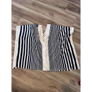 testament‎ striped poncho top lace up neckline casual women's xsmall z2